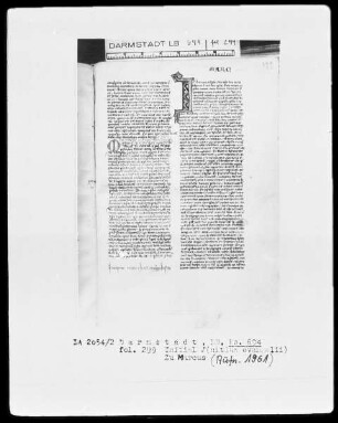 Biblia sacra mit einem altlateinischen Judith-Text — Initiale J(nitium evangelii), Folio 299recto