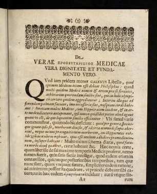 3-5, De Verae ΠΡΟΕΞΕΥΚΡΙΣΕΟC Medicae Vera Dignitate Et Fvndamento Vero.