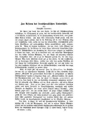 Zur Reform des fremdsprachlichen Unterrichts
