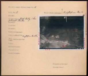 Foto einer russischen Stellung ein Kilometer südwestlich von Plewki (Luftbild)
