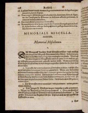 198-218, Memoriale Miscellaneorum. - Princeps Anhaltinus [...] An. 1618.