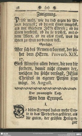 Der zwanzigste Tag. Von dem Exempel : zwanzigste Tag. Von dem Exempel