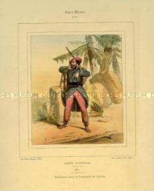 Uniformdarstellung, Infanterist der spanischen Carlisten, Spanien, 1832/1848. Tafel Nr. 16 aus: Galerie militaire. Collection des Costumes Militaires de toutes les Nations. Paris 1840 - 1855.