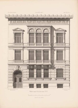 Wohnhaus Voßstraße 17, Berlin: Ansicht (aus: Architektonisches Skizzenbuch, H. 152/5, 1878)