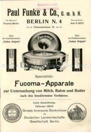 Apparate zur Untersuchung von Milch, Rahm und Butter
