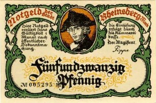 Rheinsberg, Stadt: 25 Pfennig 1922
