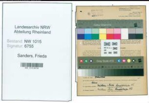 Entnazifizierung Frieda Sanders , geb. 20.07.1913 (Verkaeuferin)