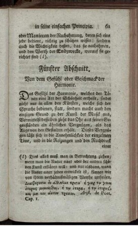 Fünfter Abschnitt. Von dem Gefühl oder Geschmack der Harmonie