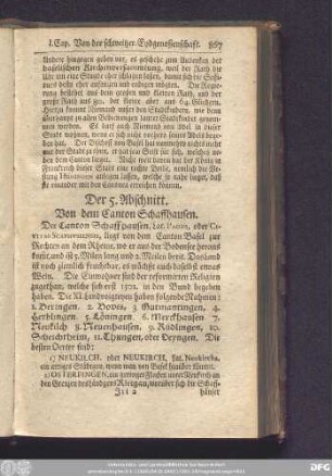 Der 5. Abschnitt. Von dem Canton Schaffhausen.