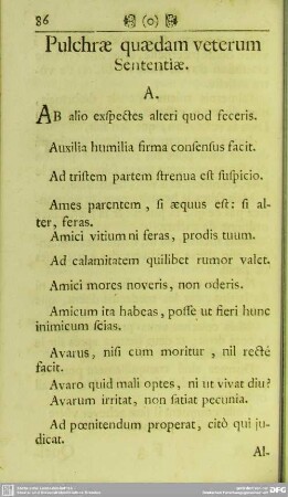 Pulchrae quaedam veterum Sententiae
