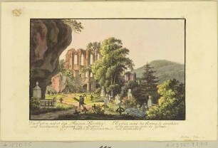 Die Klosterruine und der Friedhof auf dem Berg Oybin im Zittauer Gebirge