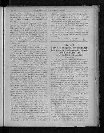 Bericht über die Tätigkeit der Einigungskommission hamburischer Aerzte und Krankenkassen über die Jahre 1916 und 1917. (Fortsetzung)