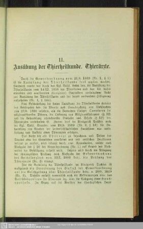 II. Ausübung der Thierheilkunde. Thierärzte