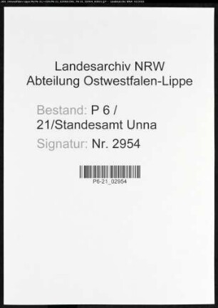 Sterberegister Standesamt Unna