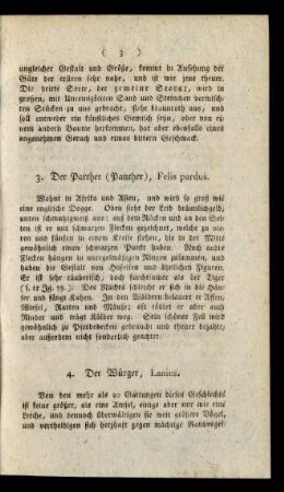 3. Der Parther (Panther), Felis pardus.