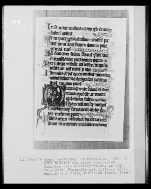 Blatt aus einem Psalterium, fol. 201v, Textseite mit Initiale Q zur Fides Catholica