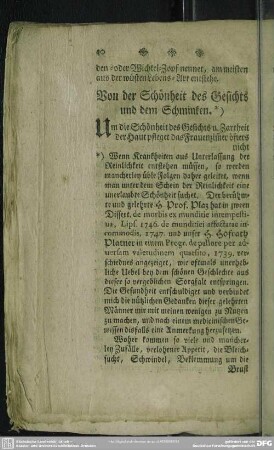 Von der Schönheit des Gesichts und dem Schminken