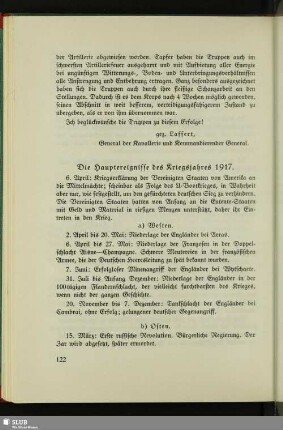 Die Hauptereignisse des Kriegsjahres 1917