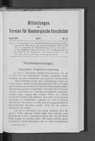 Vereinsmitteilungen.