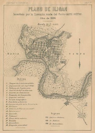 Plano de Iligan lavantado por la Comisión mixta del ferro-carril militar. Ano de 1896