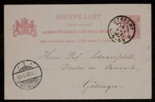 Nr. 2: Postkarte von Jean Abraham Chrétien Oudemans an Karl Schwarzschild, Utrecht, 15.10.1902