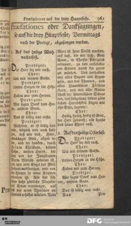 Praefationes auf die drey Hauptfeste.