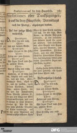 Praefationes auf die drey Hauptfeste.