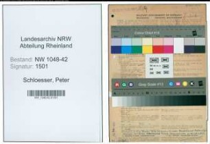 Entnazifizierung Peter Schloesser , geb. 01.09.1891 (Landwirt)