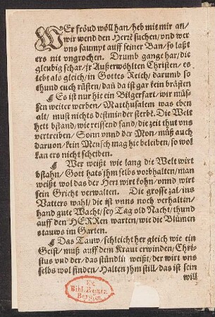 WEr fröud wöll han/ heb mit mir an/ || wir wend den Herre suchen/