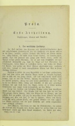 Erste Abtheilung. Erzählungen, Scenen und Novellen
