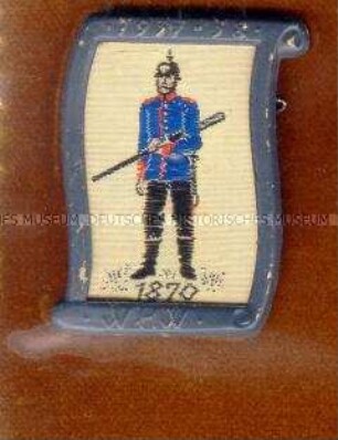 WHW-Abzeichen, Uniform und Geschichte: Soldat eines sächsischen Infanterie-Regiments 1870, 4. Reichsstraßen- sammlung Februar 1938, durchgeführt von SA, SS und NSKK