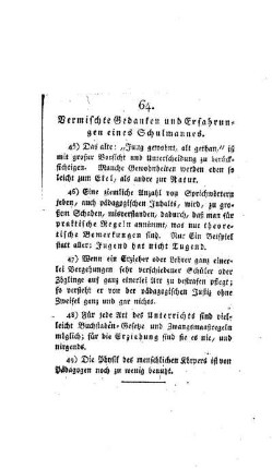 Vermischte Gedanken und Erfahrungen eines Schulmannes : (Fortsetzung) ; [64.]