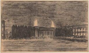Neue Wache (Königswache), Berlin Umgestaltung zur Gedächtnisstätte für die Gefallenen des 1. Weltkriegs: Perspektivische Ansicht außen