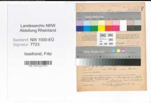 Entnazifizierung Fritz Isselhorst, geb. 20.12.1895 (Arbeiter)