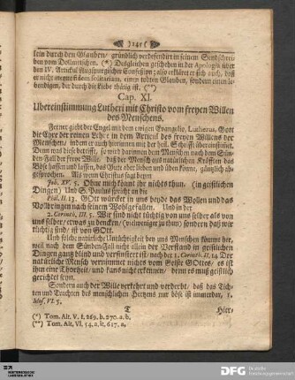 Cap. XI. Ubereinstimmung Lutheri mit Christo vom freyen Willen des Menschens.