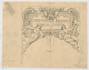 Thiersch, Friedrich von; München; Justizpalast - Frontispiz - Dekoration mit Inschrift (Ansicht)
