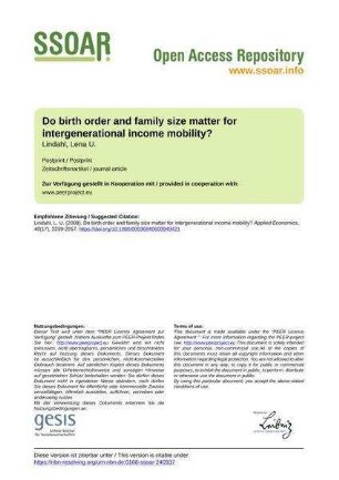 Do birth order and family size matter for intergenerational income mobility?