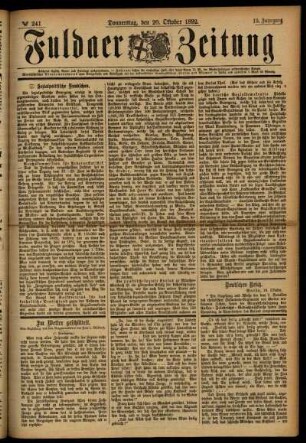 Ausgabe vom Donnerstag, den 20. Oktober 1892.