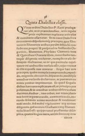 Quinta Dialectica classis.