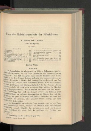 Über die Molekulargewichte der Flüssigkeiten.