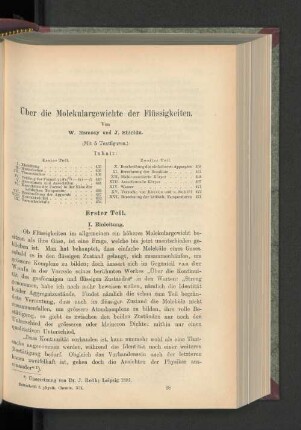 Über die Molekulargewichte der Flüssigkeiten.