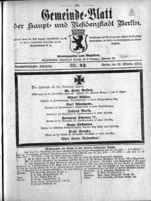 1918,42: Nr. 42, 20. Oktober 1918