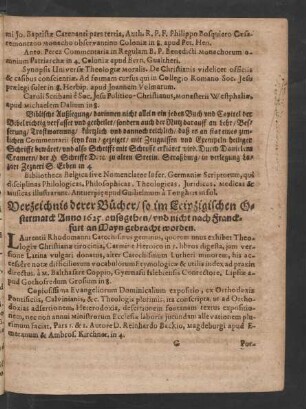 Verzeichnis derer Bücher/ so im Leipzigischen Ostermarck 1625. aussgeben/ ...