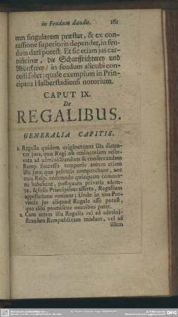 Caput IX. De Regalibus