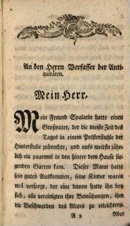Novitäten : dem Herrn Verfasser der Antiquitäten demüthigst zugeeignet