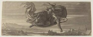 Faust und Mephisto fliegen auf dem Zaubermantel durch die Luft
