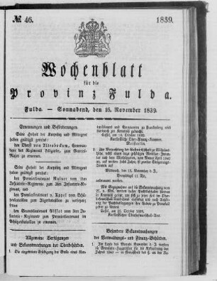 No. 46, Ausgabe vom 16. November 1839