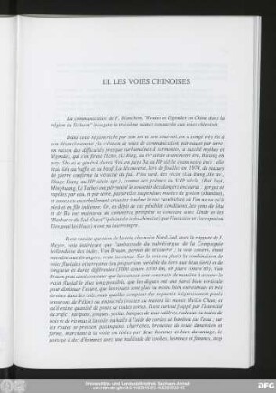 III. Les Voies Chinoises