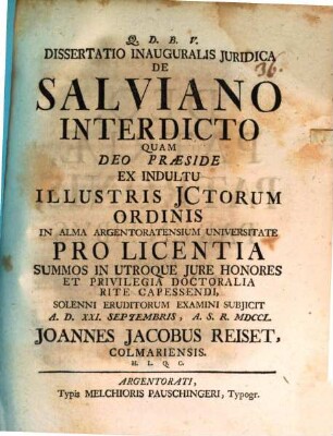 Diss. inaug. iur. de Salviano interdicto