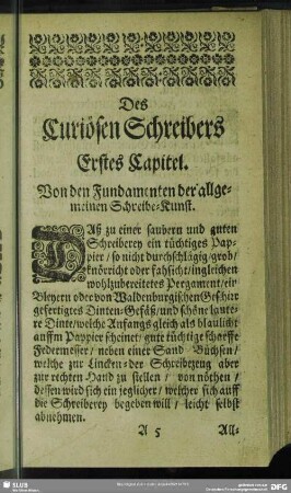 Erstes Capitel. Von den Fundamenten der allgemeinen Schreibe-Kunst